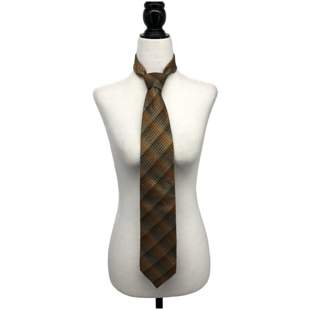 Tino Cosma for Harry Rosen Brown and tan patterned Wide Tie